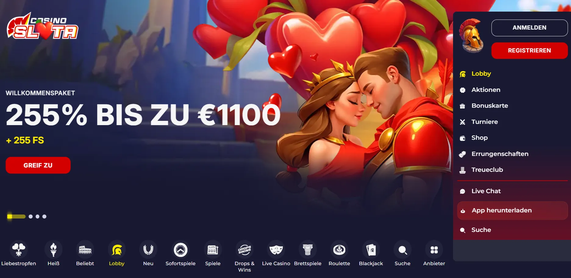 Slota – holen Sie sich die Gaben des Gladiators: Faktor ×2 bis zu € 300